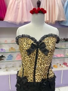 Leopard Print Corset Top with Bows