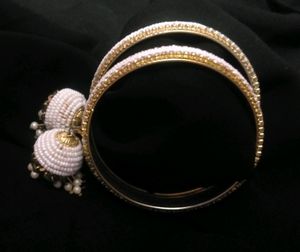 White Bangle with Latkan 2 Piece
