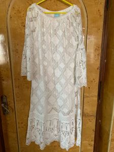 Bohemian White Lace Midi Dress