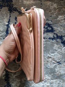 Cute Pink Quilted Phone Bag with Chain