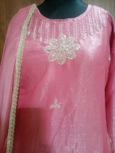 Elegant Pink Kurta Set with Sequins
