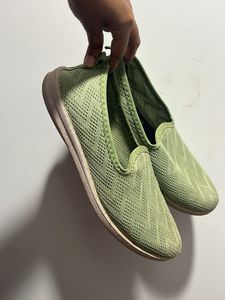 Light Green Knit Loafers