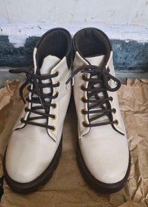 Stylish Cream Lace-Up Boots