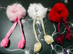 Fuzzy Hair Scrunchies with Tassel Charms🤩