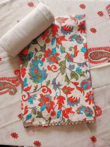 Pure Cotton Unstitched Suit For Women