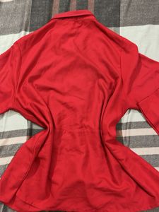 Chic Red Button-Up Blouse