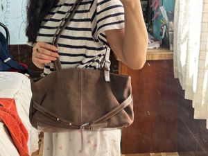 Brown Suede Hobo Bag