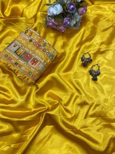 satin saree  designer embroidery heavy  blouse