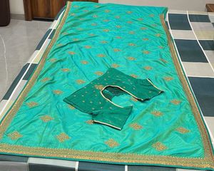 Beautiful 🌲Teal Saree with Blouse