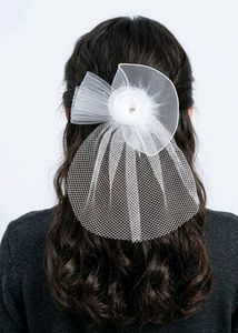 Elegant White Bow Fascinator Hair Clip