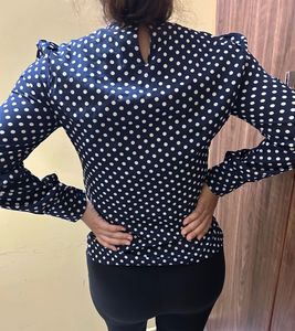 Chic Polka Dot Navy Blouse