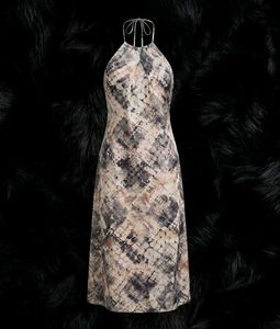 Halter Neck Satin Dress