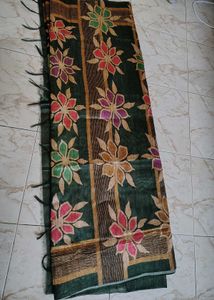 Bohemian Floral Print Cotton Saree