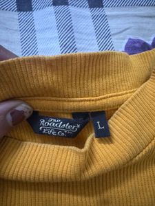 ribbed orange Mock Neck Long Sleeve Top