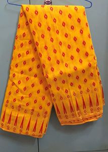 Vibrant Yellow Saree with Red Motif