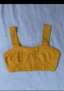 Yellow Textured Crop Top