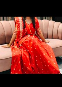 Vibrant Red Embellished Lehenga Choli Set