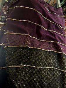 black saree with ready made blouse