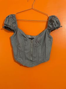 Light Blue Corset Top with Zipper