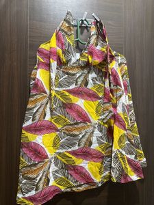Colorful Leaf Print Sundress 💖💛🌟