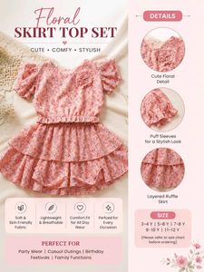 Floral Skirt Top Set