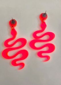 Neon Pink Snake Drop Earrings
