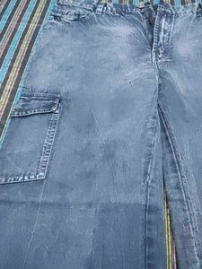 Blue Denim Cargo Pants