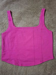 Vibrant Pink Square Neck Crop Top