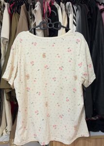Cute Cherry &amp; Bear Print Pajama Top