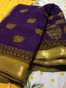 Beautiful Purple Elephant Print Saree