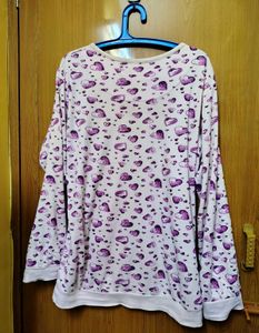 3xl - Cute Heart Print Long Sleeve Top