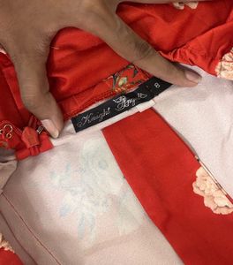 Vintage red backless floral mini dress