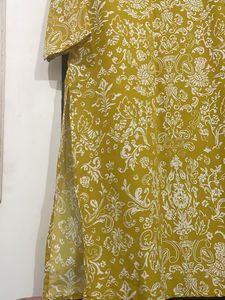 Yellow Kurta with White Print