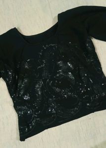 Black Sequin Lehenga Choli with Frill Net