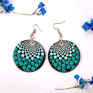 Bohemian Teal Dot Mandala Earrings