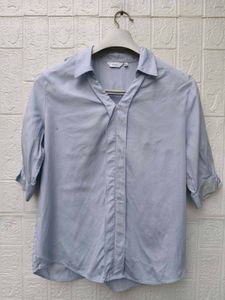 New with tag Korean Light Blue Short Sleeve Collar