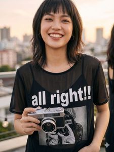 Cool Graphic T-Shirt with "all right!!" Print