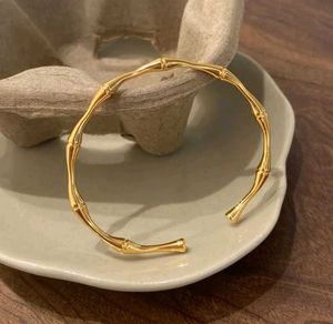 Unique Bamboo Design Gold Cuff Bracelet