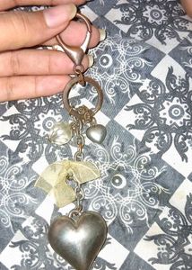 Heart Charm Keychain with Bow