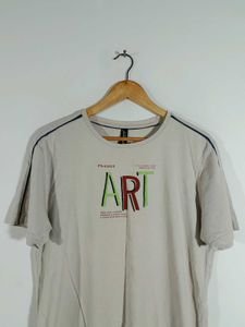 Beige Printed T-Shirt For Men's