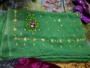 Elegant Green Embellished Saree