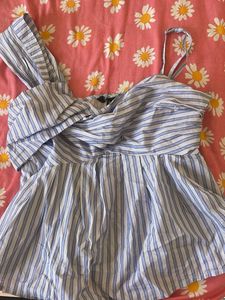 Chic Blue & White Striped Top