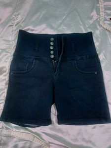 Dark Blue Denim Shorts