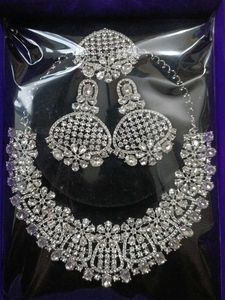 UnUsed Crystal Necklace, Earring Set & maang tikka