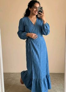 Denim Wrap Maxi Dress