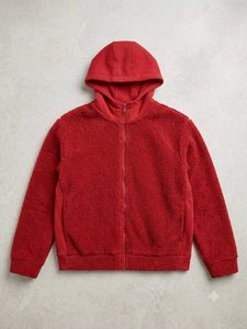 premium Red Fleece Zip-Up hoodie