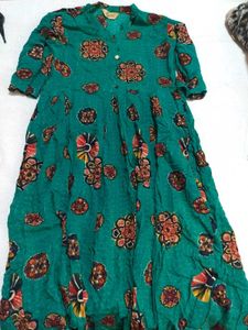 Green Floral Print Maxi Dress