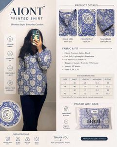 AIONT Printed Blue Cotton Kurta