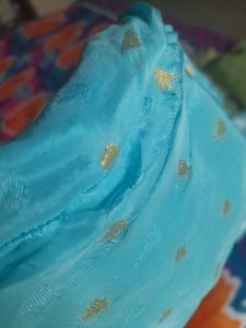 Blue &amp; Gold Patterned Fabric