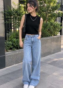 Sleeveless Black Vest with Chain Detail